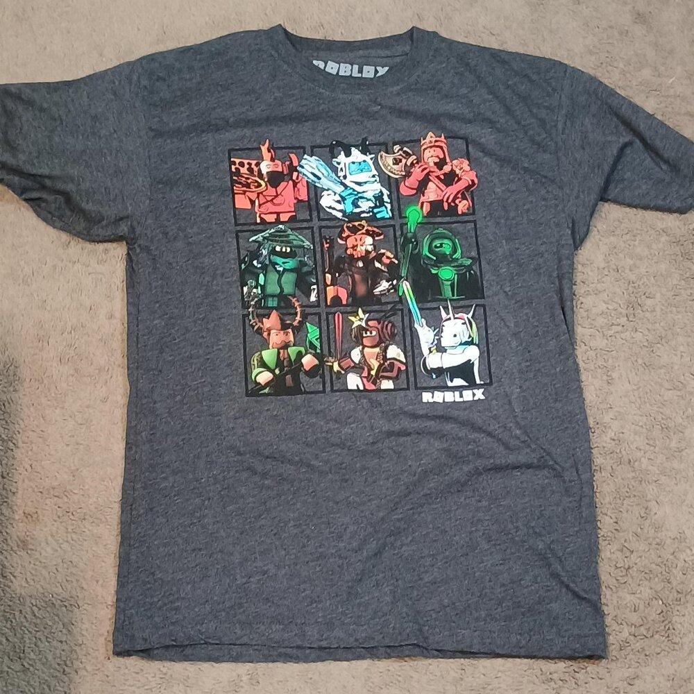 Roblox T Shirt Kids XL 14/16 Grey Bingo Graphic Character Grid Gamer Streetwear